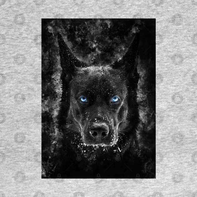 Black Wolf with blue eyes vector by syanart